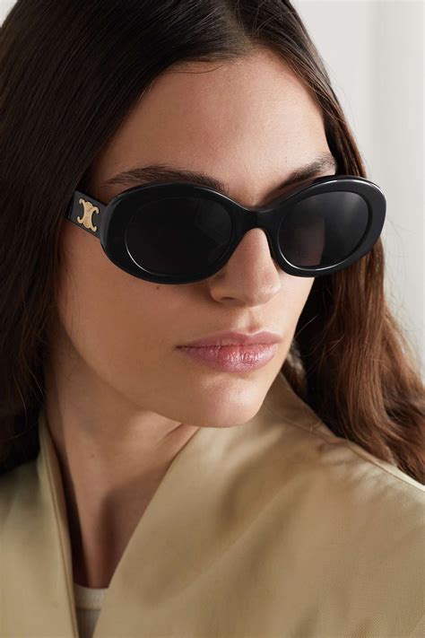 celine eyeweartriomphe 01 oval sunglasses|Triomphe 01 oval sunglasses in black .